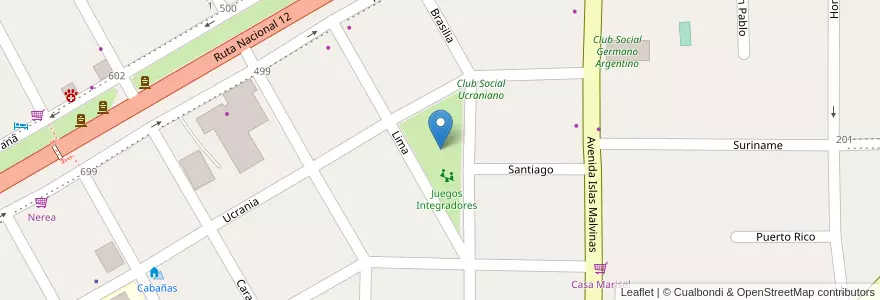 Mapa de ubicacion de Plaza Manuel Belgrano en آرژانتین, Misiones, Departamento San Ignacio, Municipio De Jardín América.