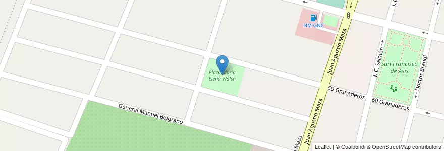 Mapa de ubicacion de Plaza Maria Elena Walsh en Arjantin, Şili, Mendoza, Departamento Maipú, Distrito Ciudad De Maipú, Maipú.
