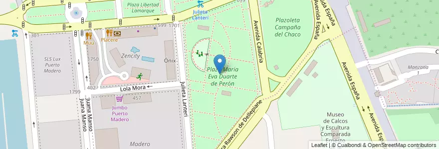Mapa de ubicacion de Plaza María Eva Duarte de Perón, Puerto Madero en Argentinië, Ciudad Autónoma De Buenos Aires, Comuna 1, Buenos Aires.