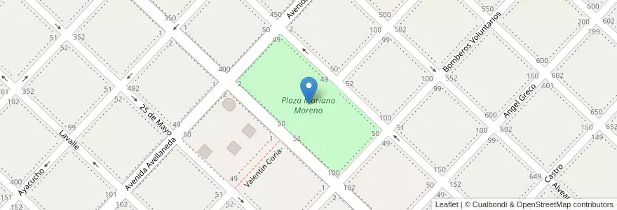 Mapa de ubicacion de Plaza Mariano Moreno en アルゼンチン, ブエノスアイレス州, Partido De Chivilcoy, Chivilcoy.