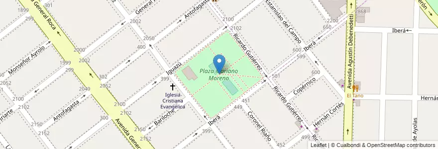 Mapa de ubicacion de Plaza Mariano Moreno en 아르헨티나, 부에노스아이레스주, Partido De Avellaneda, Avellaneda.