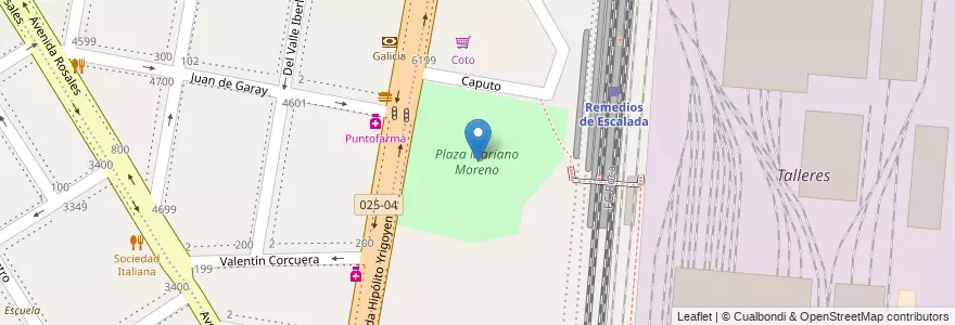 Mapa de ubicacion de Plaza Mariano Moreno en Argentina, Buenos Aires, Partido De Lanús, Remedios De Escalada.