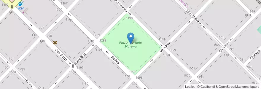 Mapa de ubicacion de Plaza Mariano Moreno en 아르헨티나, 부에노스아이레스주, Partido De Bahía Blanca, Bahía Blanca.