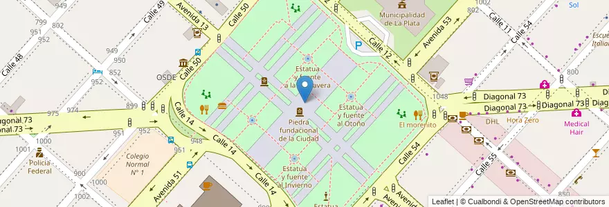 Mapa de ubicacion de Plaza Mariano Moreno, Casco Urbano en Argentina, Buenos Aires, Partido De La Plata, La Plata.