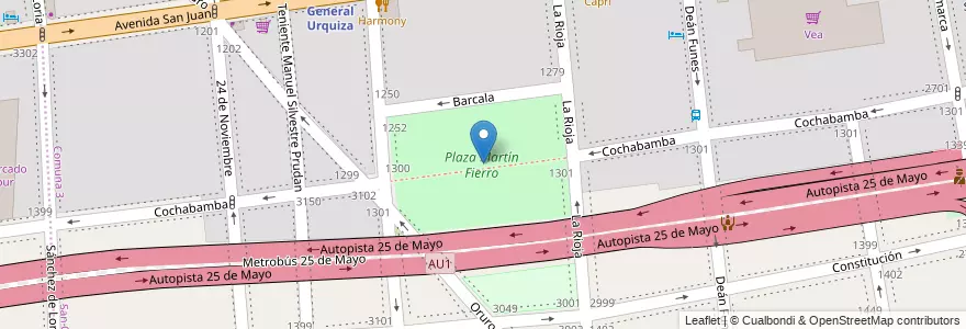 Mapa de ubicacion de Plaza Martín Fierro, San Cristobal en الأرجنتين, Ciudad Autónoma De Buenos Aires, Comuna 3, Buenos Aires.