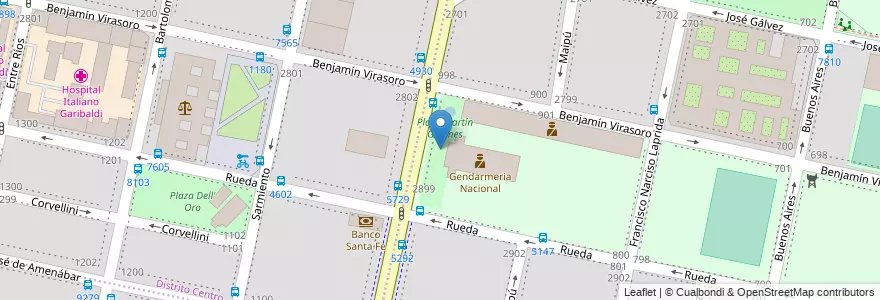 Mapa de ubicacion de Plaza Martín Güemes en アルゼンチン, サンタフェ州, Departamento Rosario, Municipio De Rosario, ロサリオ.
