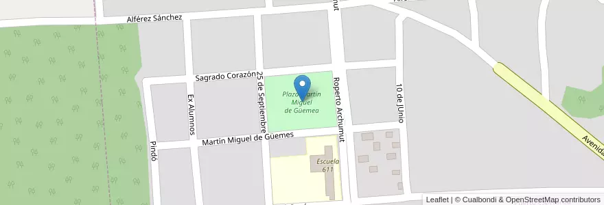 Mapa de ubicacion de Plaza Martín Miguel de Güemea en Argentinië, Misiones, Departamento Iguazú, Municipio De Puerto Esperanza, Puerto Esperanza.