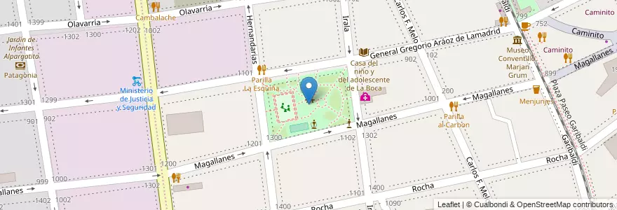Mapa de ubicacion de Plaza Matheu, Boca en Argentinië, Ciudad Autónoma De Buenos Aires, Comuna 4, Buenos Aires.