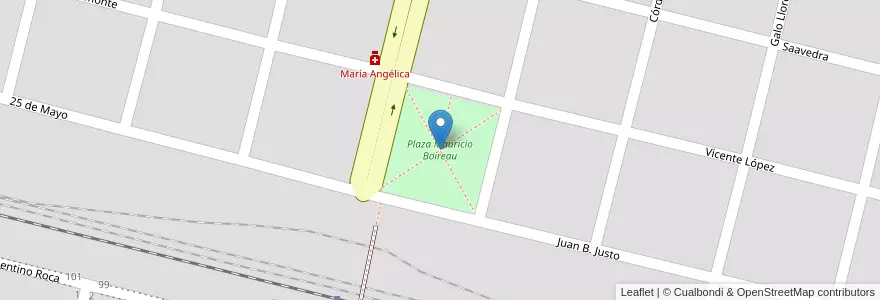 Mapa de ubicacion de Plaza Mauricio Boireau en Аргентина, Кордова, Departamento Presidente Roque Sáenz Peña, Pedanía La Amarga, Municipio De Laboulaye, Laboulaye.