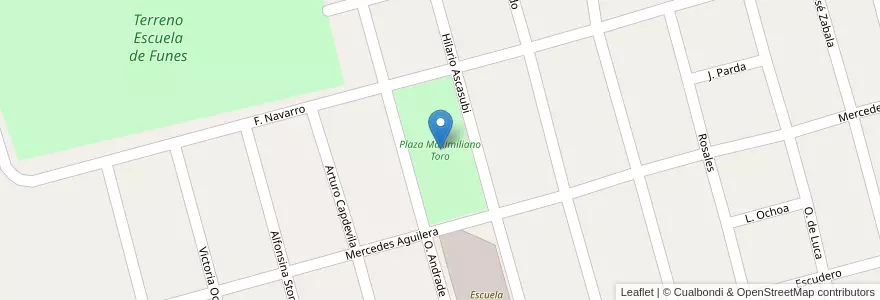 Mapa de ubicacion de Plaza Maximiliano Toro en Аргентина, Сан-Луис, Juan Martín De Pueyrredón, Municipio De San Luis, San Luis.