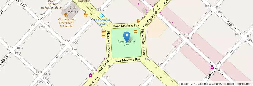 Mapa de ubicacion de Plaza Máximo Paz, Casco Urbano en آرژانتین, استان بوئنوس آیرس, Partido De La Plata, La Plata.