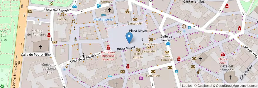 Mapa de ubicacion de Plaza Mayor en 스페인, Castilla Y León, Valladolid, Valladolid.