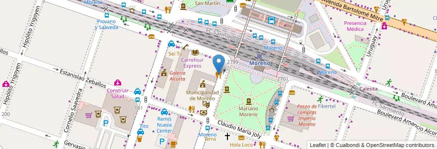 Mapa de ubicacion de Plaza Mayor en アルゼンチン, ブエノスアイレス州, Partido De Moreno, Moreno.