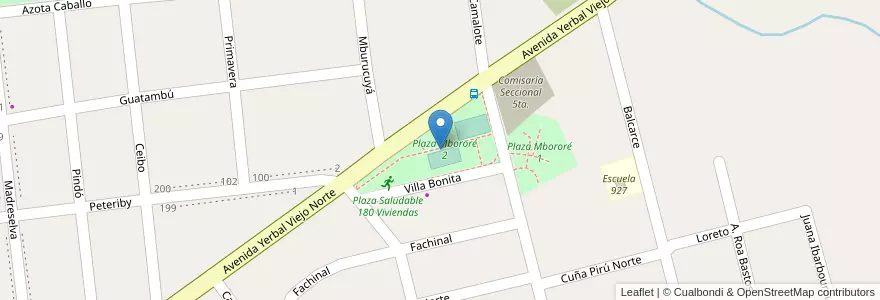 Mapa de ubicacion de Plaza Mbororé 2 en آرژانتین, Misiones, Departamento Oberá.