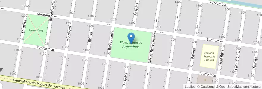 Mapa de ubicacion de Plaza Medicos Argentinos en Argentina, Río Negro, General Roca, Departamento General Roca, General Roca.