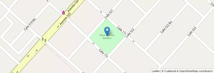 Mapa de ubicacion de Plaza Melchor Romero, Melchor Romero en Argentina, Buenos Aires, Partido De La Plata, Melchor Romero.