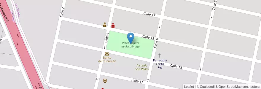 Mapa de ubicacion de Plaza Miguel de Azcuénaga en Argentinië, Tucumán, Departamento Tafí Viejo, San Miguel De Tucumán.