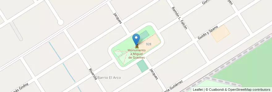 Mapa de ubicacion de Plaza Miguel de Guemes en アルゼンチン, ブエノスアイレス州, Partido De Tigre, Benavídez.