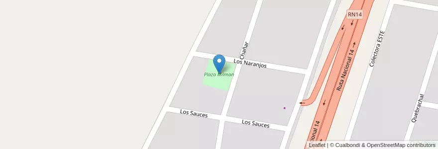 Mapa de ubicacion de Plaza Milman en الأرجنتين, إنتري ريوس, Departamento Colón, Distrito Sexto.