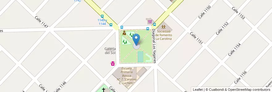 Mapa de ubicacion de Plaza Mingo Ortiz (ex Carolina) en 阿根廷, 布宜诺斯艾利斯省, Partido De Florencio Varela, Ingeniero Juan Allan.