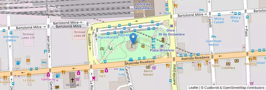 Mapa de ubicacion de Plaza Miserere, Balvanera en Argentine, Ciudad Autónoma De Buenos Aires, Comuna 3, Buenos Aires.