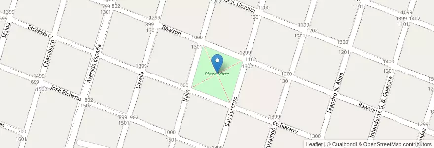 Mapa de ubicacion de Plaza Mitre en 阿根廷, 布宜诺斯艾利斯省, Partido De San Andrés De Giles.
