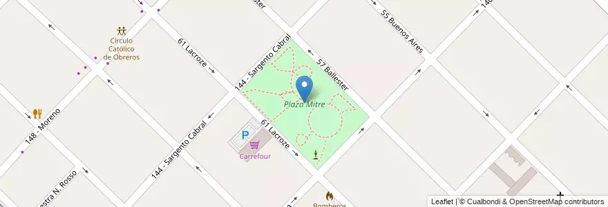 Mapa de ubicacion de Plaza Mitre en アルゼンチン, ブエノスアイレス州, Partido De General San Martín, Villa Ballester.