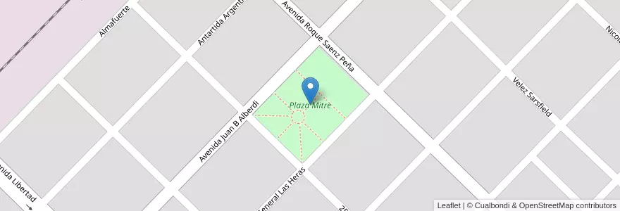 Mapa de ubicacion de Plaza Mitre en Arjantin, Buenos Aires, Partido De Benito Juárez, Benito Juárez.