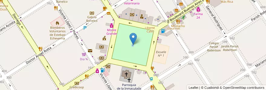 Mapa de ubicacion de Plaza Mitre en 阿根廷, 布宜诺斯艾利斯省, Partido De Esteban Echeverría, Monte Grande.
