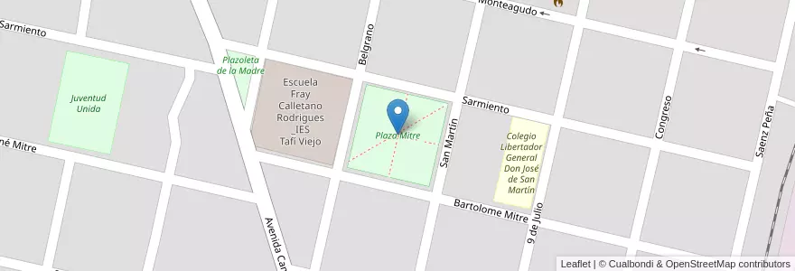 Mapa de ubicacion de Plaza Mitre en 아르헨티나, Tucumán, Departamento Tafí Viejo, Tafí Viejo.
