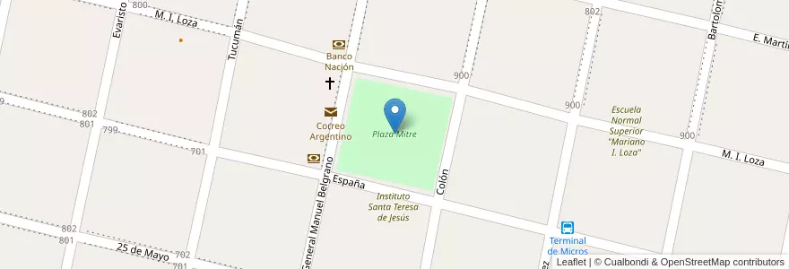 Mapa de ubicacion de Plaza Mitre en 아르헨티나, Corrientes, Departamento Goya, Municipio De Goya.