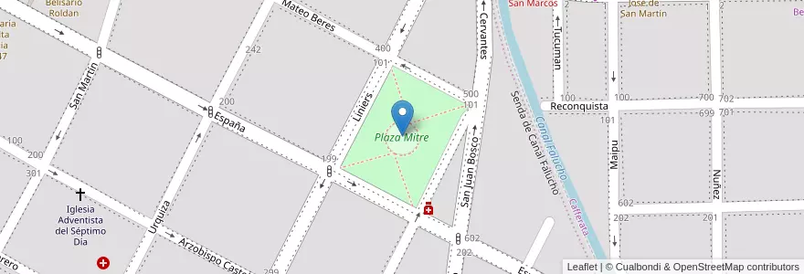 Mapa de ubicacion de Plaza Mitre en アルゼンチン, コルドバ州, Departamento Santa María, Pedanía Alta Gracia, Municipio De Alta Gracia, Alta Gracia.