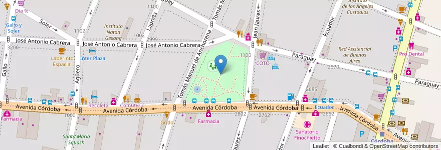 Mapa de ubicacion de Plaza Monseñor Miguel de Andrea, Balvanera en Arjantin, Ciudad Autónoma De Buenos Aires, Comuna 2, Buenos Aires.