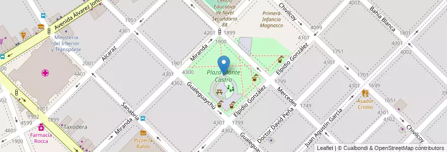 Mapa de ubicacion de Plaza Monte Castro, Monte Castro en Аргентина, Буэнос-Айрес, Буэнос-Айрес, Comuna 10.