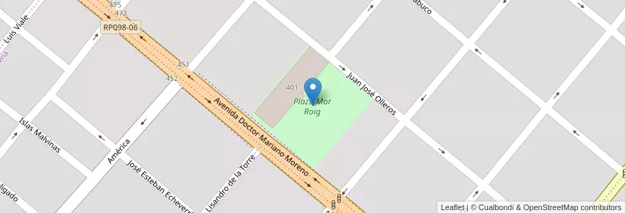 Mapa de ubicacion de Plaza Mor Roig en Arjantin, Buenos Aires, Partido De San Nicolás, San Nicolás De Los Arroyos.