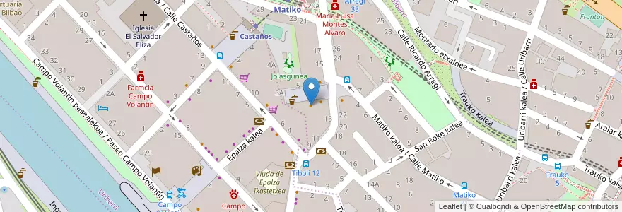 Mapa de ubicacion de Plaza Moraza en Spanien, Autonome Gemeinschaft Baskenland, Bizkaia, Bilboaldea, Bilbao.