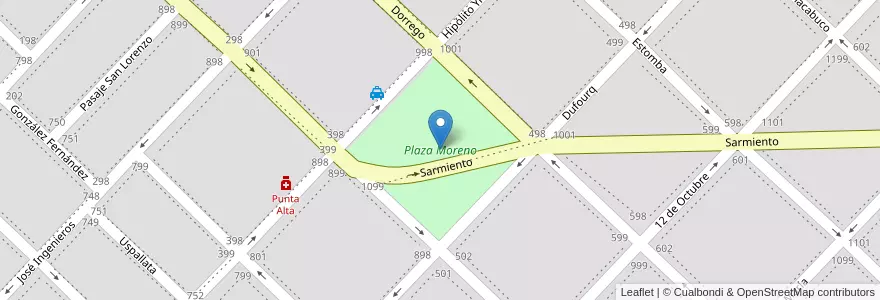 Mapa de ubicacion de Plaza Moreno en アルゼンチン, ブエノスアイレス州, Partido De Coronel De Marina Leonardo Rosales, Punta Alta.