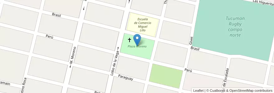 Mapa de ubicacion de Plaza Moreno en アルゼンチン, トゥクマン州, Departamento Yerba Buena, Yerba Buena.