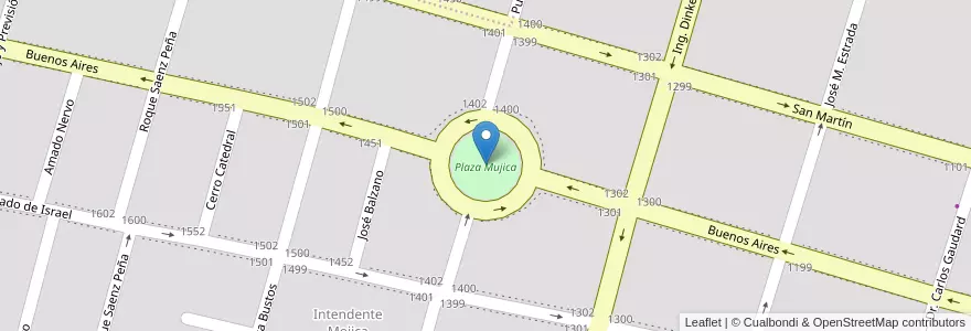 Mapa de ubicacion de Plaza Mujica en آرژانتین, Córdoba, Departamento Río Cuarto, Pedanía Río Cuarto, Municipio De Río Cuarto, Río Cuarto.