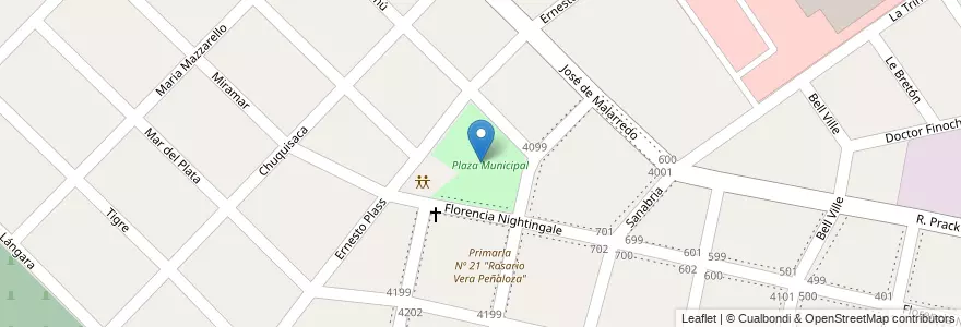 Mapa de ubicacion de Plaza Municipal en 아르헨티나, 부에노스아이레스주, Partido De Hurlingham, Villa Tesei.