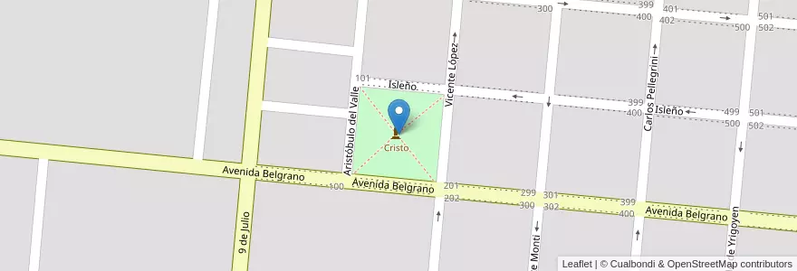 Mapa de ubicacion de Plaza municipal en 阿根廷, 布宜诺斯艾利斯省, Partido De General Alvear, General Alvear.
