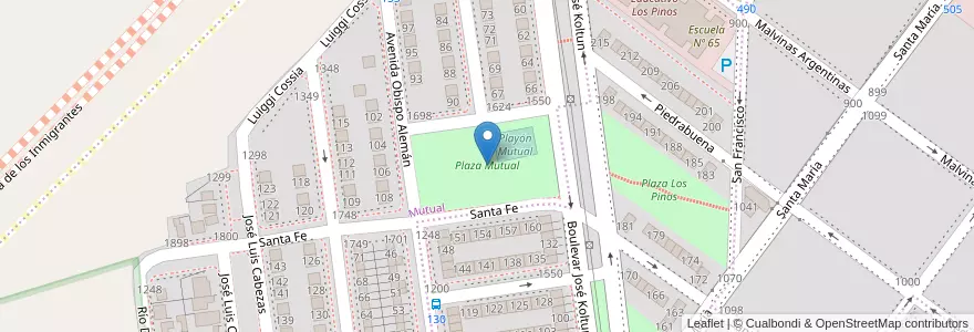 Mapa de ubicacion de Plaza Mutual en アルゼンチン, サンタクルス州, チリ, Deseado, Caleta Olivia.