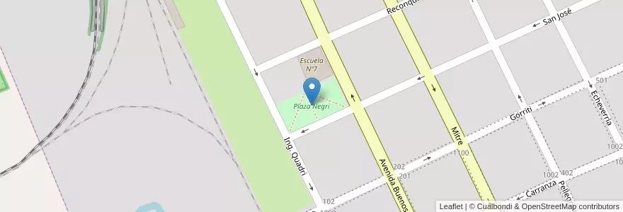 Mapa de ubicacion de Plaza Negri en Argentine, Province De Buenos Aires, Partido De Dolores, Dolores.