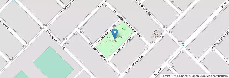 Mapa de ubicacion de Plaza Nicolás Rivas en آرژانتین, استان ریو نگرو، آرژانتین, Departamento Adolfo Alsina, Viedma, Viedma.