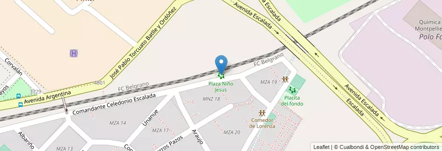 Mapa de ubicacion de Plaza Niño Jesus, Villa Lugano en الأرجنتين, Ciudad Autónoma De Buenos Aires, Buenos Aires, Comuna 8.