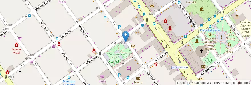 Mapa de ubicacion de Plaza Noruega en Argentinië, Ciudad Autónoma De Buenos Aires, Buenos Aires, Comuna 13.