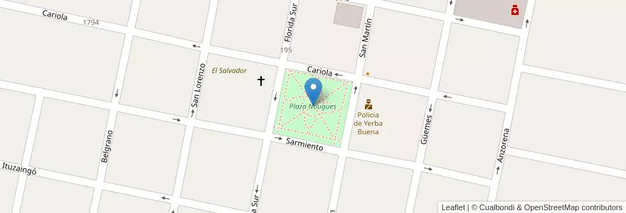 Mapa de ubicacion de Plaza Nougues en アルゼンチン, トゥクマン州, Departamento Yerba Buena, Yerba Buena.