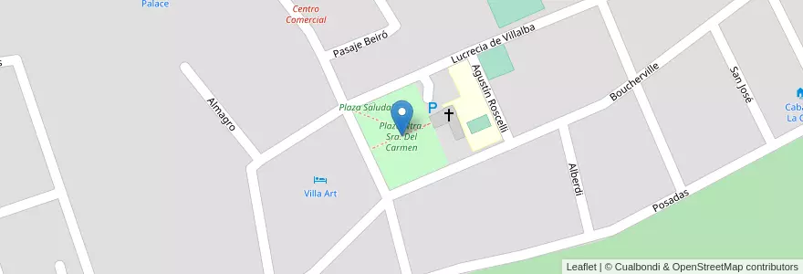 Mapa de ubicacion de Plaza Ntra. Sra. Del Carmen en 아르헨티나, Córdoba, Departamento Punilla, Pedanía Dolores, Municipio De La Cumbre.