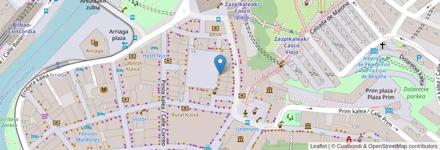 Mapa de ubicacion de Plaza Nueva en İspanya, Bask Bölgesi, Bizkaia, Bilboaldea, Bilbao.