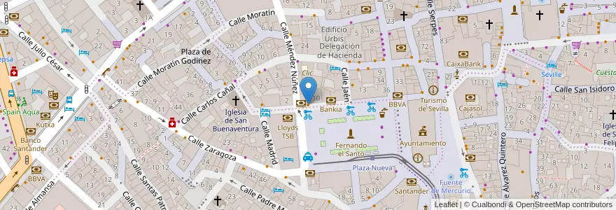 Mapa de ubicacion de Plaza Nueva en Espanha, Andaluzia, Sevilla, Sevilla.